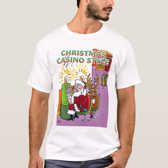 Camiseta branca do estilo Casino de Natal (Frente)