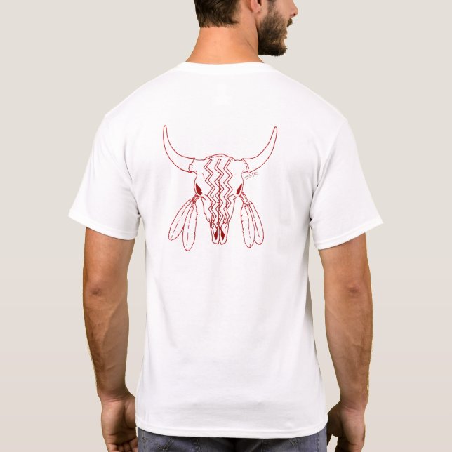 Camiseta branca do Red Ghost Dance Buffalo linha b (Verso)