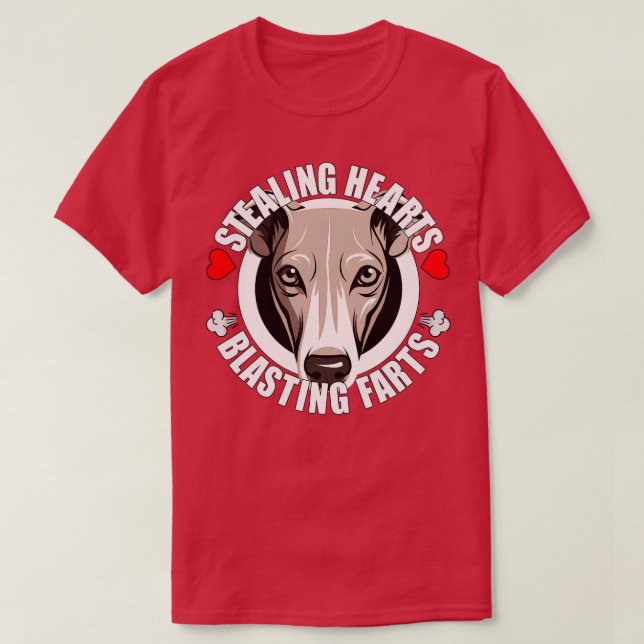Camiseta Branca Engraçada Roubando Corações Explosivos Cão  (Frente do Design)
