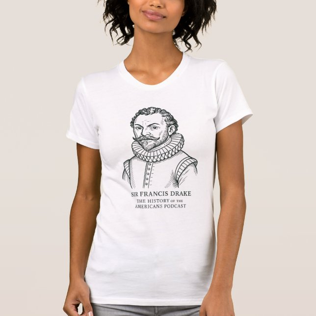 Camiseta branca feminina com Sir Francis Drake (Frente)