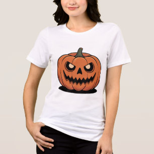 Camiseta Branca Feminina de Abóbora de Halloween F
