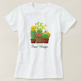 Camiseta Branca Feminina Jardim de Cactus com Abra