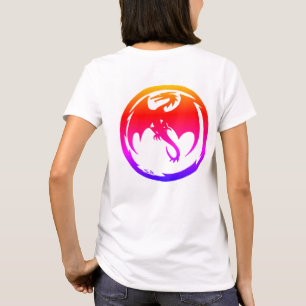 Camiseta branca feminina Neon Dragon costas