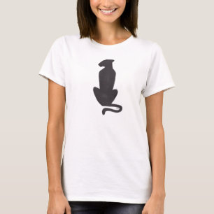 Camiseta branca feminina Silhueta de Gato Preto