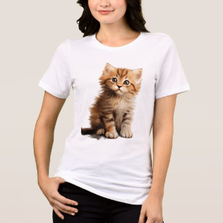 Camiseta Branca Gráfica de Gatinho Fofo Adorável