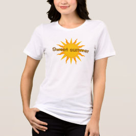 Camiseta Branca Gráfica de Sol de Verão Doce