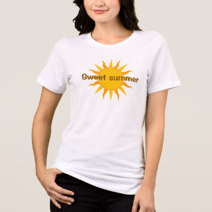 Camiseta Branca Gráfica de Sol de Verão Doce
