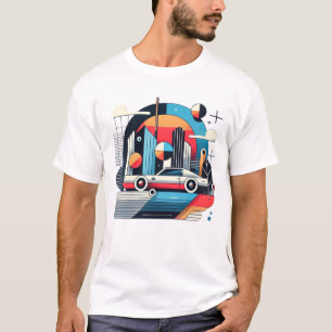 Camiseta Branca Gráfica Geométrica de Arte Moderna