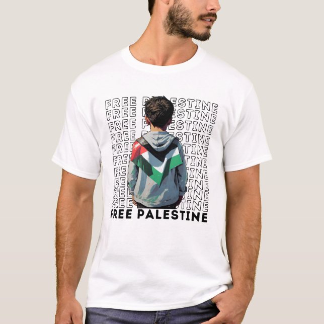 Camiseta branca GRATUITA PALESTINA para o homem (Frente)