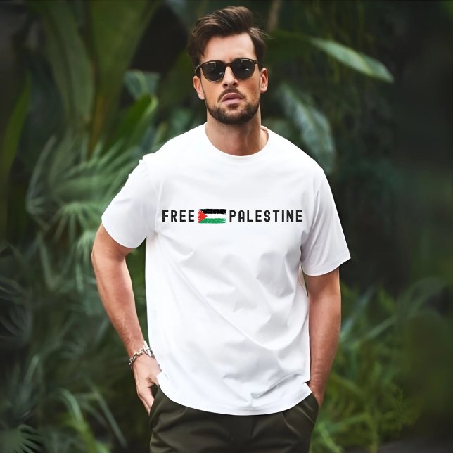 Camiseta branca GRATUITA PALESTINA para o homem (Criador carregado)