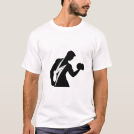 Camiseta Branca Masculina Gráfica de Fitness para