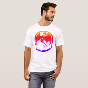 Camiseta branca masculina Neon Dragon