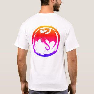 Camiseta branca masculina Neon Dragon costas