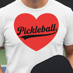 Camiseta Branca Minimalista de Pickleball Coração 