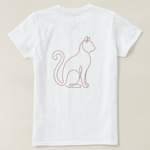 Camiseta Branca Minimalista Gato Wifey Rosa