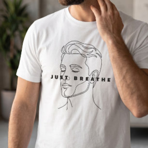 Camiseta Branca Minimalista 'Just Breathe' Arte