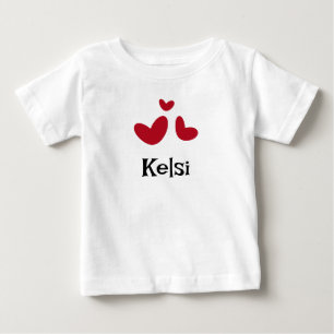 Camiseta Branca Minimalista para Bebê com Corações