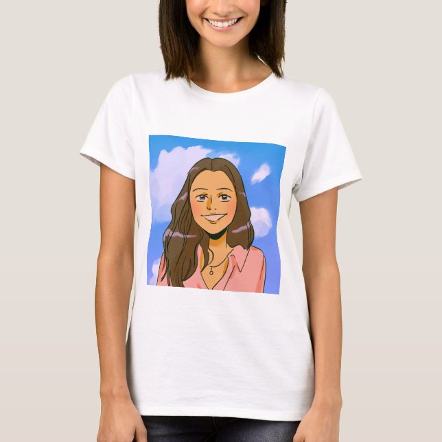 Camiseta branca mulher design clássica (Frente)