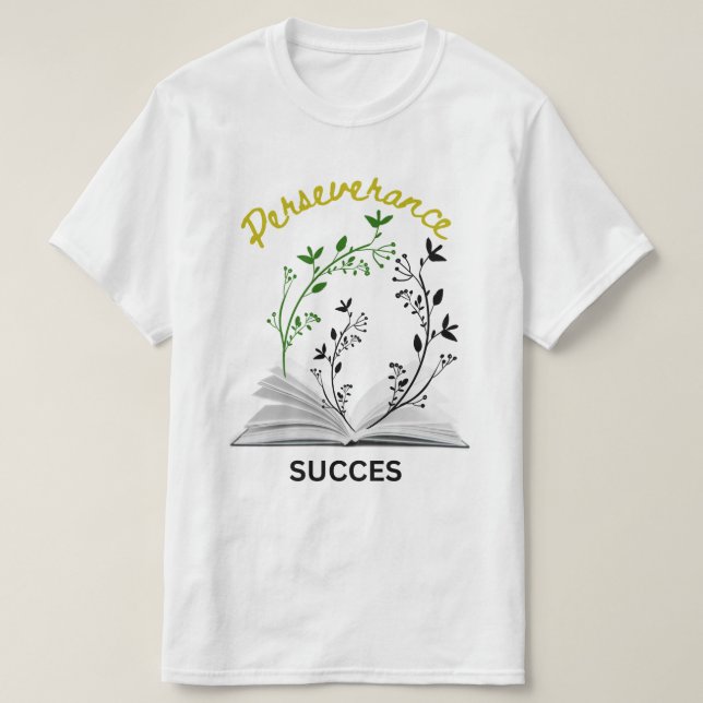 camiseta branca "perseverança significa sucesso" (Frente do Design)