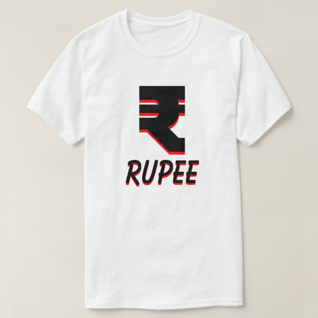 Camiseta ₹ branca rúpia indiana (Frente do Design)