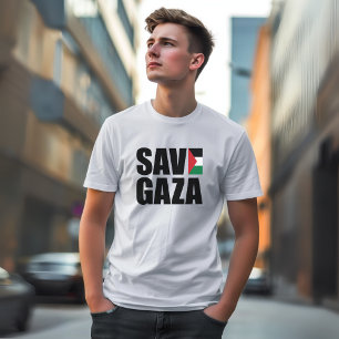 Camiseta branca SAVE GAZA para o homem