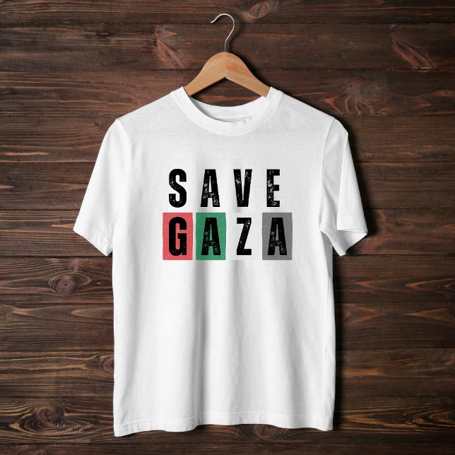 Camiseta branca SAVE GAZA para o homem (Criador carregado)