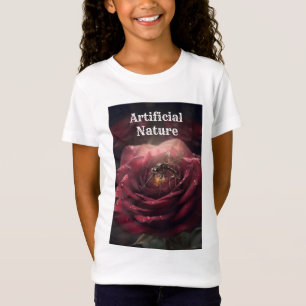 Camiseta Branca Teen Rosa Inseto Steampunk Vintage