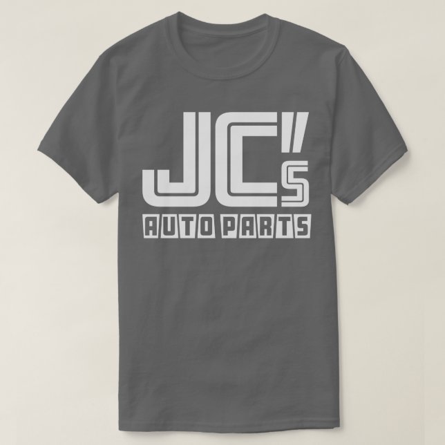 Camiseta Branca unilateral de peças automáticas JC em cor s (Frente do Design)