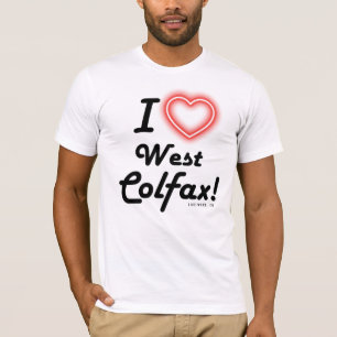Camiseta branca unissex "Eu Amo West Colfax"