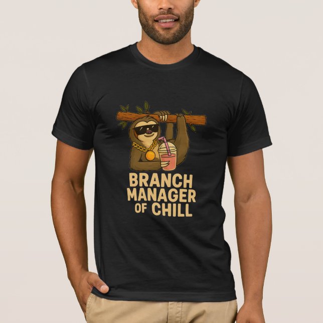 Camiseta Branch Manager of Chill – Funny Sloth with Sunglas (Frente)