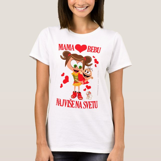 Camiseta Branco 01 do Mama Voli Bebu (a mamãe ama o bebê) (Frente)