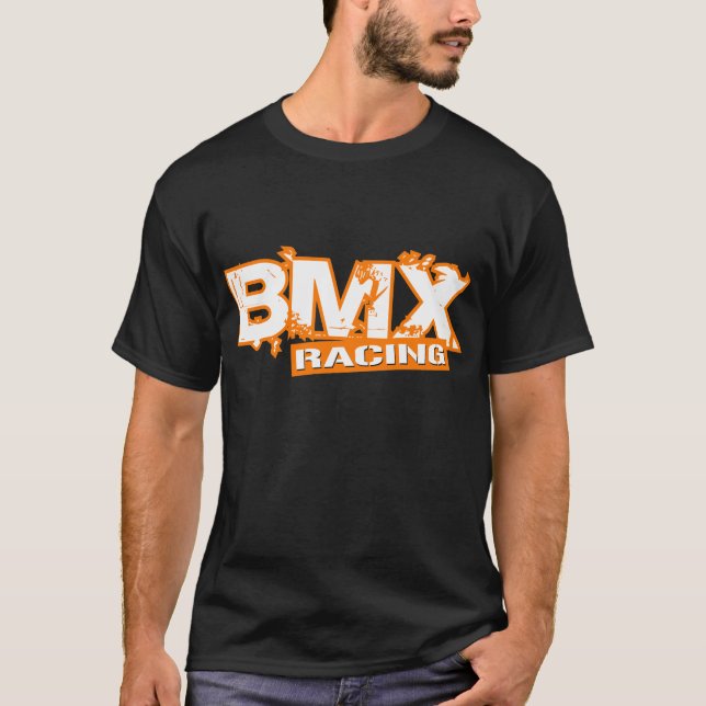 CAMISETA BRANCO ALARANJADO DE COMPETÊNCIA DE BMX (Frente)
