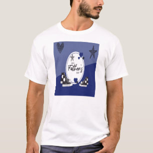 Camiseta Branco Azul Pai e Sapatos de Crianças Cam