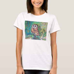 Camiseta Branco básico da camisola de alças da coruja