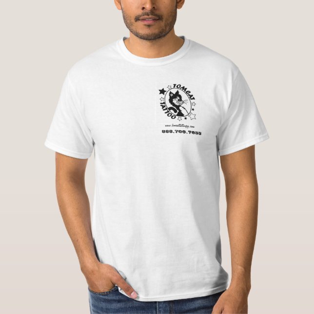 Camiseta Branco básico do tatuagem de Tomcat (Frente)