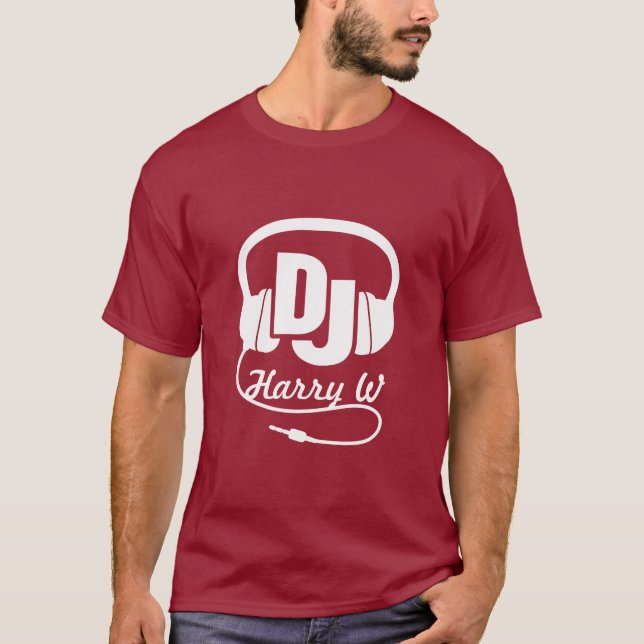 Camiseta Branco conhecido do auscultadores do DJ no t-shirt (Frente)