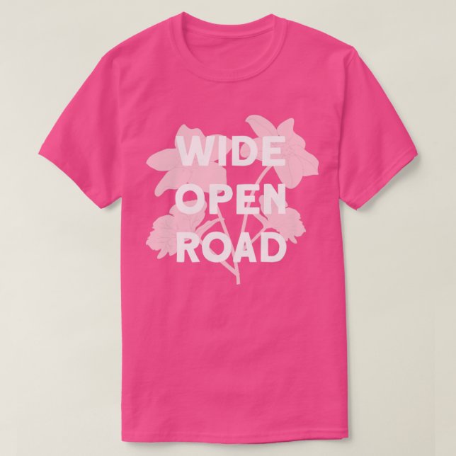 Camiseta Branco cor-de-rosa largo Open Road (Frente do Design)