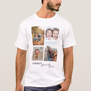 Camiseta Branco da Colagem de Fotos do Nome Personalizado 4