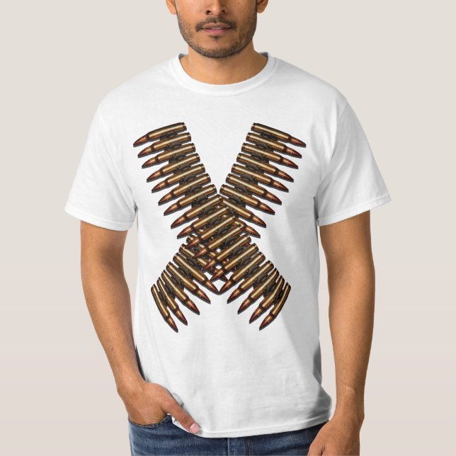 Camiseta Branco da correia da bala do Bandolier (Frente)