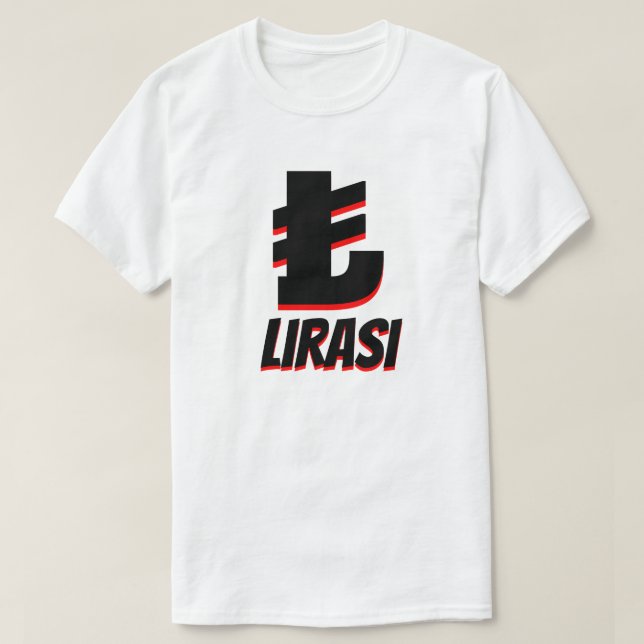 Camiseta branco da lira turca do lirası de Türk do ₺ (Frente do Design)