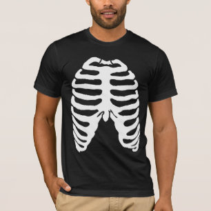 Camiseta Branco de esqueleto humano de Ribcage