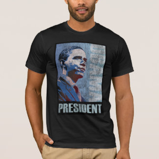 Camiseta Branco de Obama e azul vermelhos