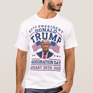 Camiseta Branco do Dia da Inauguração do Presidente Donald 