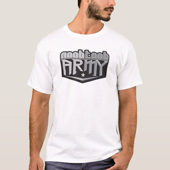 Camiseta Branco do exército de NooBTooB (Frente)
