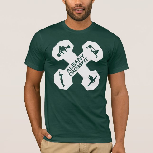 Camiseta Branco do logotipo de Xfit Dumbell (Frente)