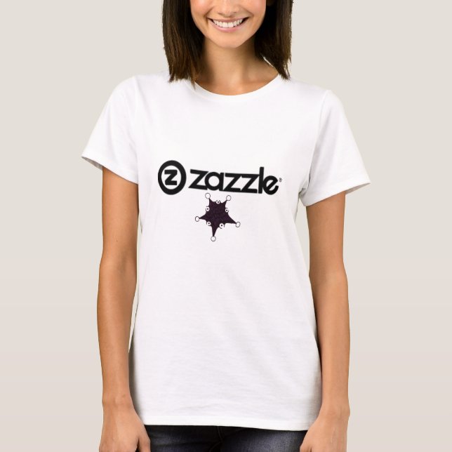 Camiseta Branco do _on de Zazzle_logo, estrela - preto (Frente)