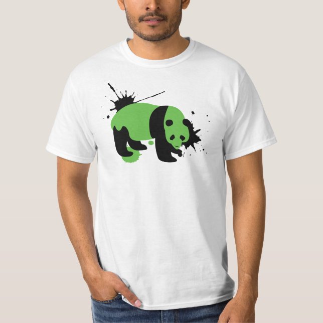 Camiseta Branco do splatter da panda (Frente)