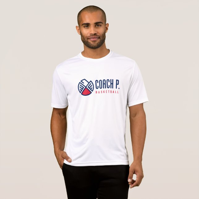 Camiseta Branco do t-shirt do basquetebol do treinador P - (Frente Completa)