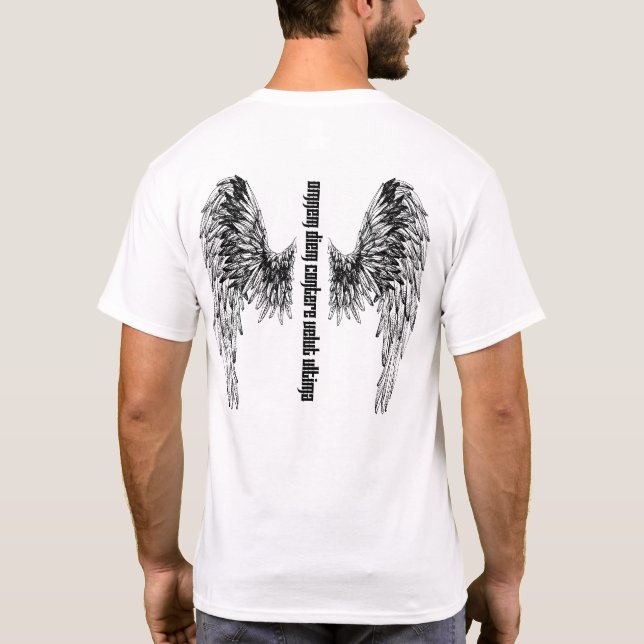 Camiseta Branco do t-shirt do tatuagem s de Donovan de " (Verso)