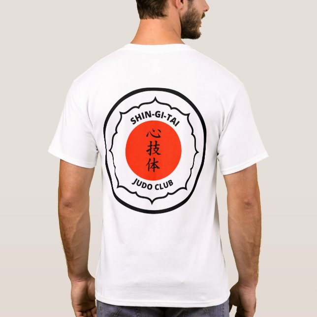 Camiseta Branco do Tshirt dos homens do clube do judo (Verso)